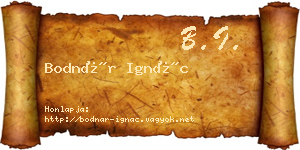 Bodnár Ignác névjegykártya